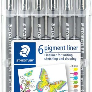 staedtler pigment liner 308 pack de 6 rotuladores calibrados trazo 0.3mm secado rapido colores surtidos