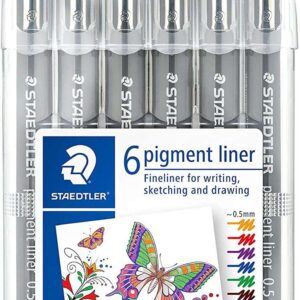staedtler pigment liner 308 pack de 6 rotuladores calibrados trazo 0.5mm secado rapido colores surtidos