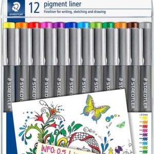 staedtler pigment liner 308 pack de 12 rotuladores calibrados trazo 0.5mm secado rapido colores surtidos