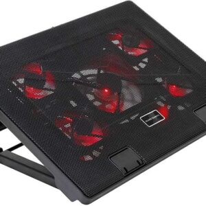 mars gaming mnbc2 base de refrigeracion para portatil hasta 17.3" usb inclinacion ajustable 5 ventiladores iluminacion led rojo