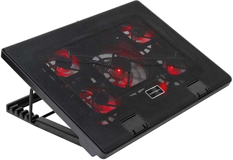 mars gaming mnbc2 base de refrigeracion para portatil hasta 17.3" usb inclinacion ajustable 5 ventiladores iluminacion led rojo