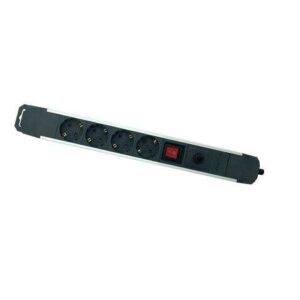 elbat regleta alimentacion aluminio 4 tomas schuko interruptor on/off proteccion de sobrecarga cable de 1.50m