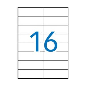 apli pack de 1.600 etiquetas rectangulares 105x37mm 100 hojas por 16 etiquetas adhesivo permanente cantos rectos color blanco