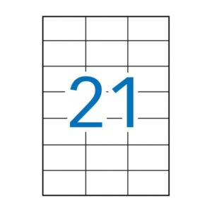 apli pack de 2.100 etiquetas rectangulares 70x42.4mm 100 hojas por 21 etiquetas adhesivo permanente cantos rectos color blanco