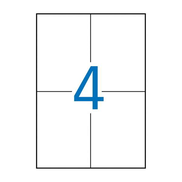 apli pack de 400 etiquetas rectangulares 105x148mm 100 hojas por 4 etiquetas adhesivo permanente cantos rectos color blanco