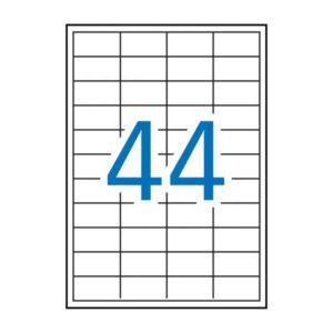 apli pack de 4.400 etiquetas rectangulares 48.5x25.4mm 100 hojas por 44 etiquetas adhesivo permanente cantos rectos color blanco