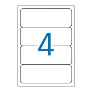 apli pack de 100 etiquetas rectangulares para archivo 190x61mm 25 hojas por 4 etiquetas adhesivo permanente cantos romos color blanco