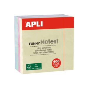 apli funny cubo de 400 notas adhesivas 75 x 75 mm colores pastel surtidos