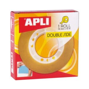 apli cinta adhesiva de doble cara 15 mm x 10 m transparente