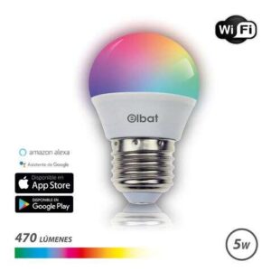 elbat bombilla led esferica smart wi fi g45 e27 5w 470lm rgb temperatura 2700k a los 6000k control de voz control remoto 3 modos de color: frio, natural y calido