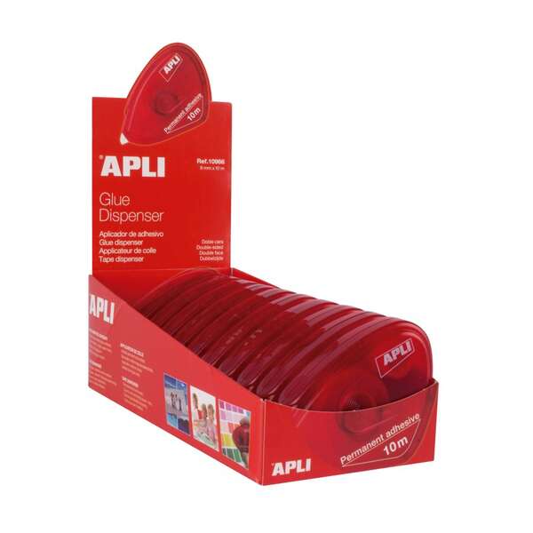 apli expositor de 10 aplicadores de adhesivos doble cara 8 mm x 10 m