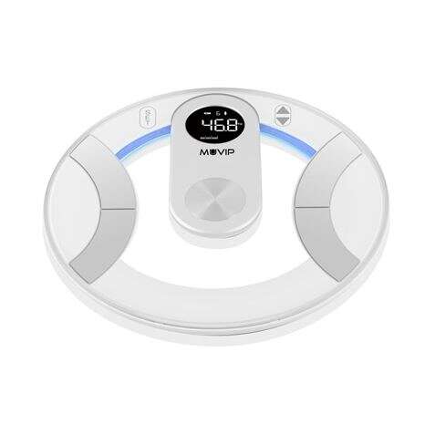 muvip round design bascula de baño digital pantalla lcd plataforma de cristal peso max. 180kg auto apagado