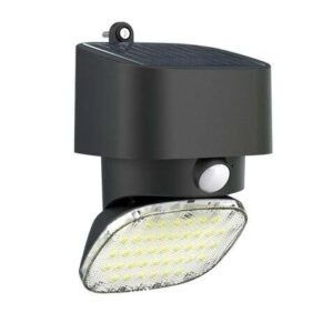 elbat foco solar 2000lm luz fria 6000k regulacion vertical y horizontal panel solar 1w ip65 color negro