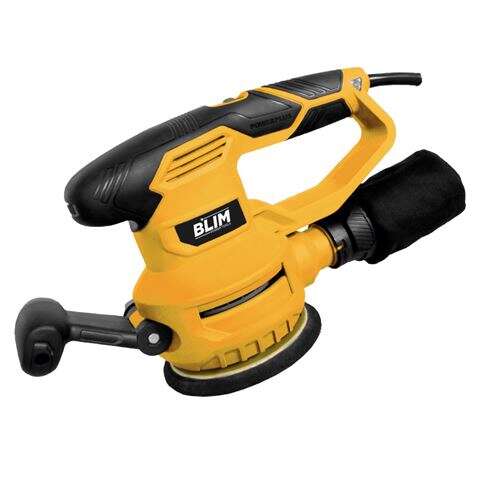 blim lijadora rotorbital 125 150mm potencia 450w velocidad variable 6000 12000rpm sistema de extraccion y reociga empuñadura engomada color amarillo