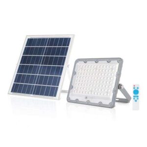 elbat foco solar led 50w 1440lm luz fria 6500k autonomia hasta 2 dias control remoto ip67