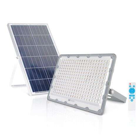 elbat foco solar led 200w 3600lm luz fria 6500k autonomia hasta 2 dias control remoto ip67