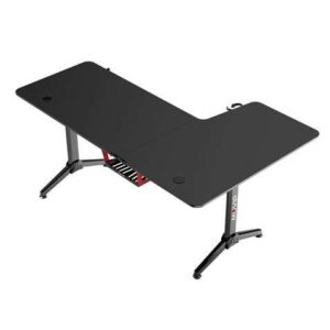 muvip pro1300 mesa gaming fibra de carbono en l izquierda solida gran superficie portavasos gancho para auriculares medidas 160x100x75cm color negro