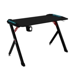muvip pro1200 mesa gaming fibra de carbono con luz rgb solida gran superficie portavasos gancho para auriculares medidas 120x60x75cm color negro