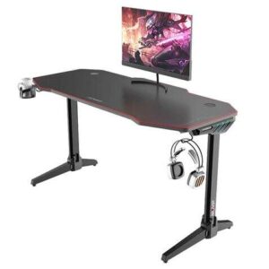 muvip pro800 mesa gaming xl fibra de carbono con luz rgb solida alfombrilla 140cm portavasos gancho para auriculares medidas 140x60x75cm color negro