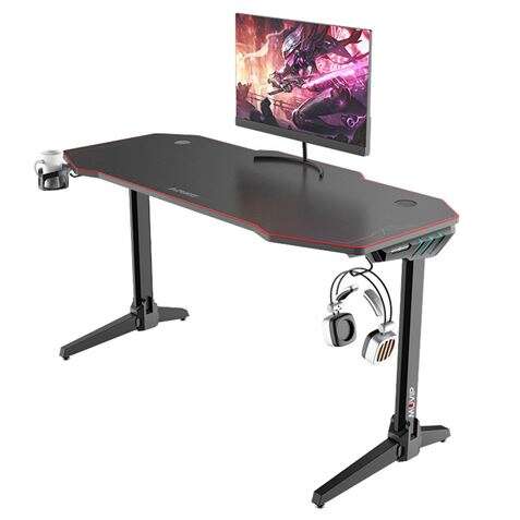 muvip pro800 mesa gaming xl fibra de carbono con luz rgb solida alfombrilla 140cm portavasos gancho para auriculares medidas 140x60x75cm color negro