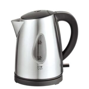 muvip hervidor de agua electrico 2200w capacidad 1l cuerpo de acero inoxidable indicador de nivel base giratoria