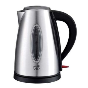 muvip hervidor de agua electrico 2200w capacidad 1.7l cuerpo de acero inoxidable indicador de nivel base giratoria
