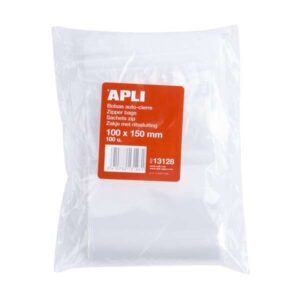 apli pack de 100 bolsas de auto cierre 100 x 150 mm cierre seguro aptas para alimentos
