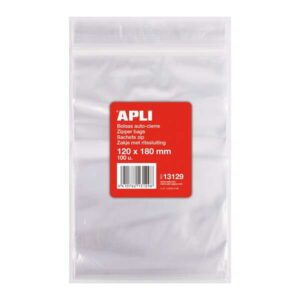 apli pack de 100 bolsas de auto cierre 120 x 180 mm cierre seguro aptas para alimentos