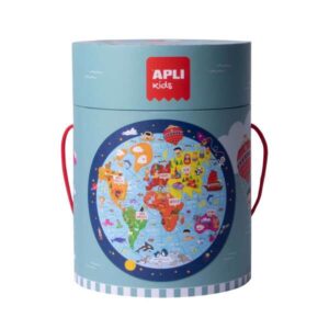 apli puzzle circular del mapamundi de 48 piezas tamaño Ø50cm poster para facilitar montaje recomendado para niños a partir de 5 años