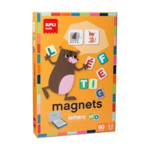 apli juego magnetico letras 1 escenario imantado 28 x 18 cm 48 fichas de letras, 12 fichas de animales recomendado para niños a partir de 4 años