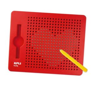 apli pizarra magnetica tamaño 215x12x170mm incluye10 fichas con 20 ejemplos ayuda a desarrollar la psicomotricidad fina, la memoria y la imaginacion fomenta la concentracion color rojo