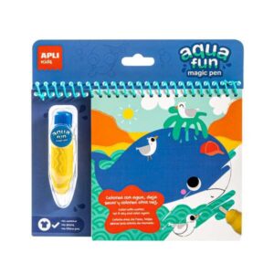 apli bloc pinta y colorea con agua marino block con 6 laminas de dibujo pincel recargable con agua colorea una y otra vez