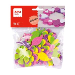 apli formas de flor adhesivas de goma eva 48 formas medidas surtidas material suave y seguro colores surtidos purpurina