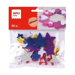 apli formas de estrellas adhesivas de goma eva 50 formas medidas surtidas material suave y seguro colores surtidos purpurina