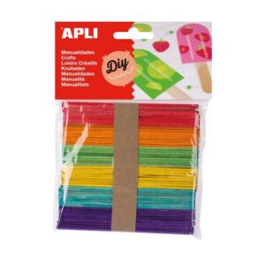 apli pack de 50 palos polo de madera natural 114 x 10 mm colores surtidos