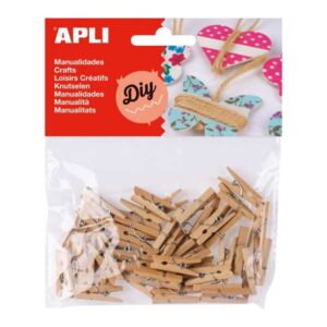 apli pack de 45 mini pinzas de madera natural 25 x 3 mm color madera