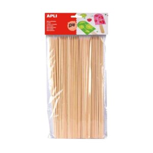 apli pack de 50 palos de madera natural 200 x 3 mm color madera