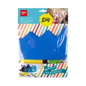 apli kids corona de cumpleaños de goma eva incluye numeros adhesivos del 0 al 9 y 24 formas de goma eva adhesiva con purpurina ajustable y reversible color azul