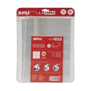 apli pack de 5 forros para libros 290mm de polipropileno 75 micras solapa autoajustable facil forrado en 3 pasos sin necesidad de cortar ni usar cinta adhesiva transparente