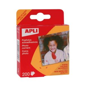 apli pack de 200 fijafotos autoadhesivos 18 x 17 mm solapa triangular para cantos de las fotos facil adherencia al papel