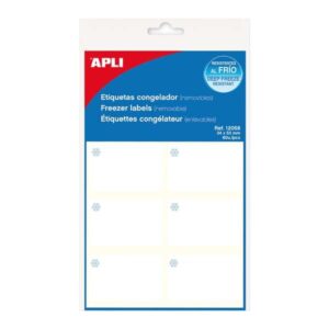 apli pack de 10 hojas de etiquetas especiales congelador 34 x 53 mm adhesivo resistente a bajas temperaturas color blanco