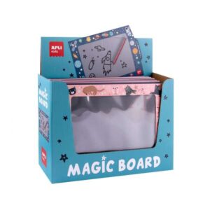 apli expositor con 24 pizarras magicas con boligrafo diseños gatos y sistema solar ni mancha ni se gasta
