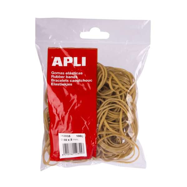 apli bolsa de gomas elasticas Ø 80x2mm 100grs gran elasticidad y excelente resistencia 70% de caucho natural