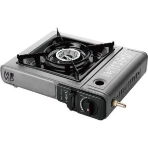 muvip cocina de gas portatil 1 fuego con adaptador de botella externa encendido automatico quemador de aluminio valvula doble sellado maleta de transporte