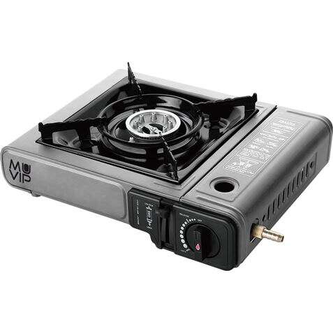 muvip cocina de gas portatil 1 fuego con adaptador de botella externa encendido automatico quemador de aluminio valvula doble sellado maleta de transporte