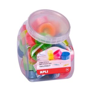 apli expositor con 50 cintas adhesivas transparentes 19mmx20m fuerte adhesion colores de mandriles surtidos