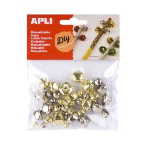 apli pack con 40 cascables tamaños surtidos Ø 8 mm, Ø 10mm, Ø 12mm, Ø 15mm y Ø 18mm colores oro y plata