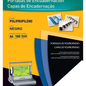 fellowes pack de 100 portadas de polipropileno a4 500 micras acabado de calidad color negro
