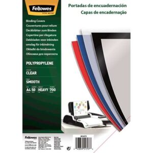 fellowes pack de 50 portadas de polipropileno a4 700 micras acabado de calidad transparente