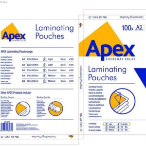fellowes apex pack de 100 fundas para plastificar brillo a3 75 micras alta calidad transparente